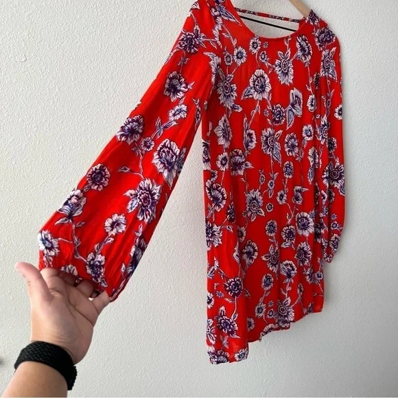 Billabong Heart Strayed Mini Floral Red Dress- Size XS - Picture 11 of 14